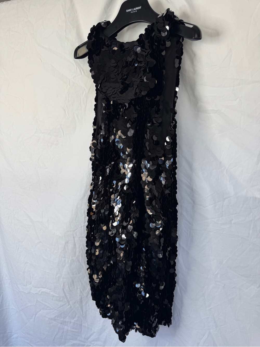 Saint Laurent Black Sequin Disc Silk Midi Dress - Rare!!